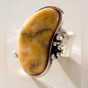 Free People Winslow Stone Ring❤️ Agate and Silver New Size - 8
